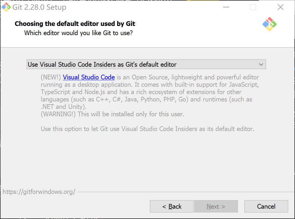 Git for Windows installation 7